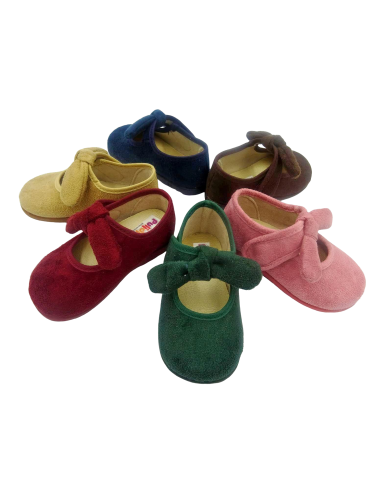 Mercedita para niña con lazo en la correa y suela de goma